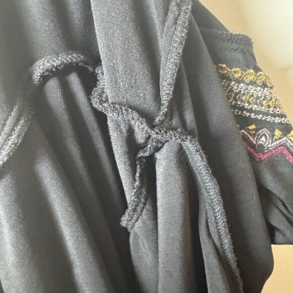 Johnny Was Love Silk Blend Velvet Black Embroidered Wide Leg Cropped Pants Large - Picture 10 of 12